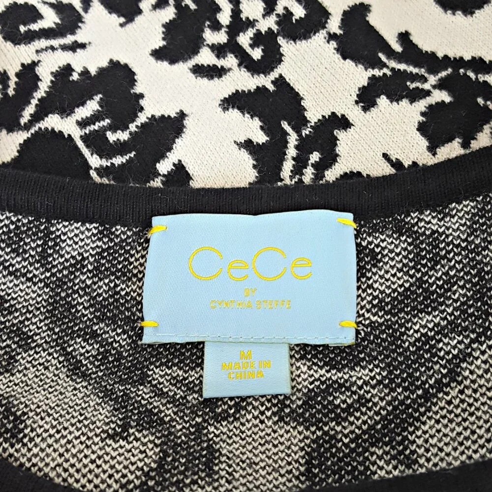 NWOT! GORGEOUS Damask SWEATER DRESS By CeCe SZ M - Picture 2 of 5